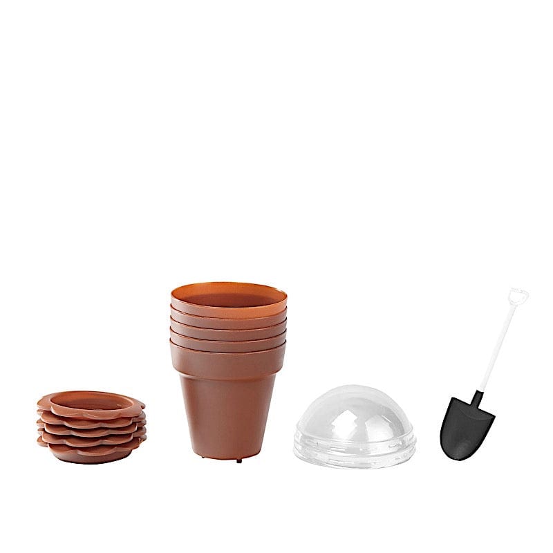 12 Mini Flower Pot Dessert Cups with Lid and Shovel Spoon