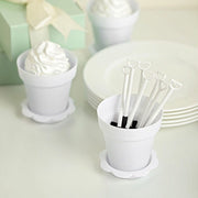 12 Mini Flower Pot Dessert Cups with Lid and Shovel Spoon