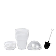 12 Mini Flower Pot Dessert Cups with Lid and Shovel Spoon