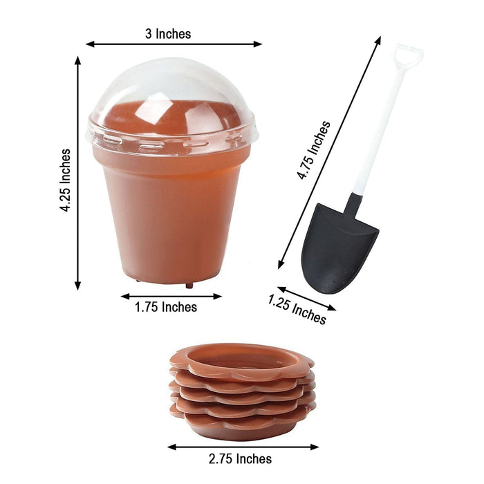 12 Mini Flower Pot Dessert Cups with Lid and Shovel Spoon
