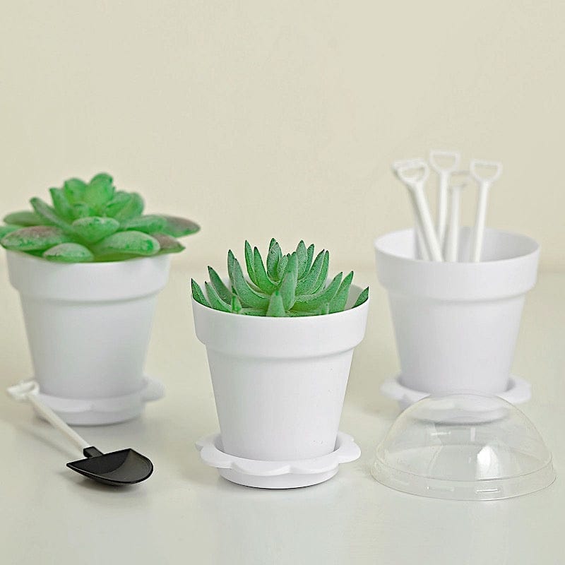 12 Mini Flower Pot Dessert Cups with Lid and Shovel Spoon