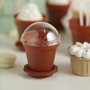 12 Mini Flower Pot Dessert Cups with Lid and Shovel Spoon