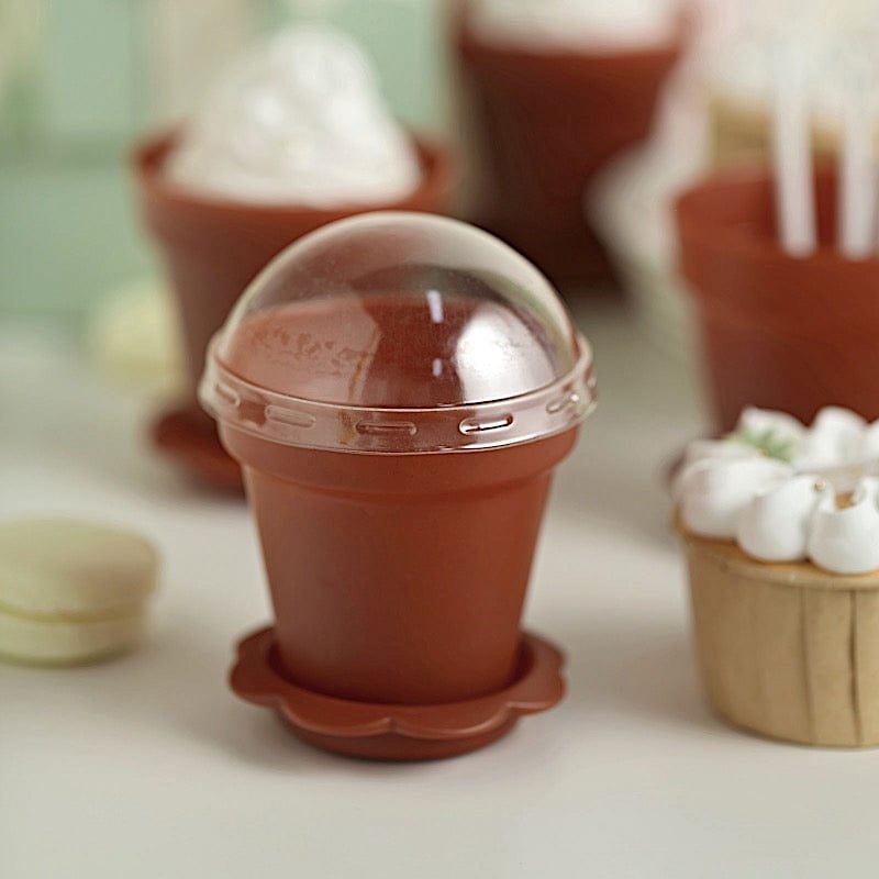 12 Mini Flower Pot Dessert Cups with Lid and Shovel Spoon