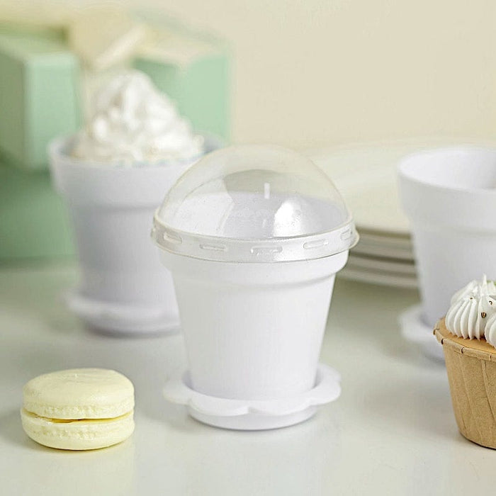 12 Mini Flower Pot Dessert Cups with Lid and Shovel Spoon