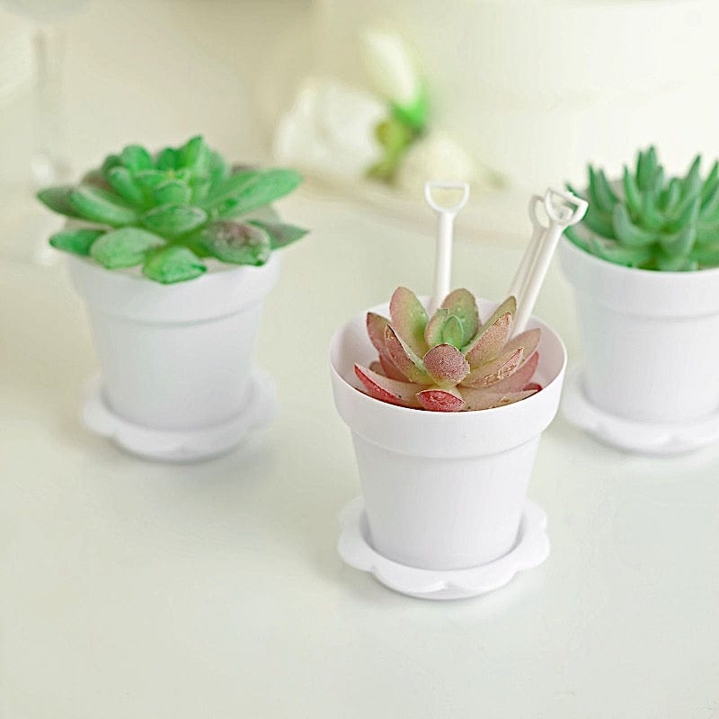 12 Mini Flower Pot Dessert Cups with Lid and Shovel Spoon