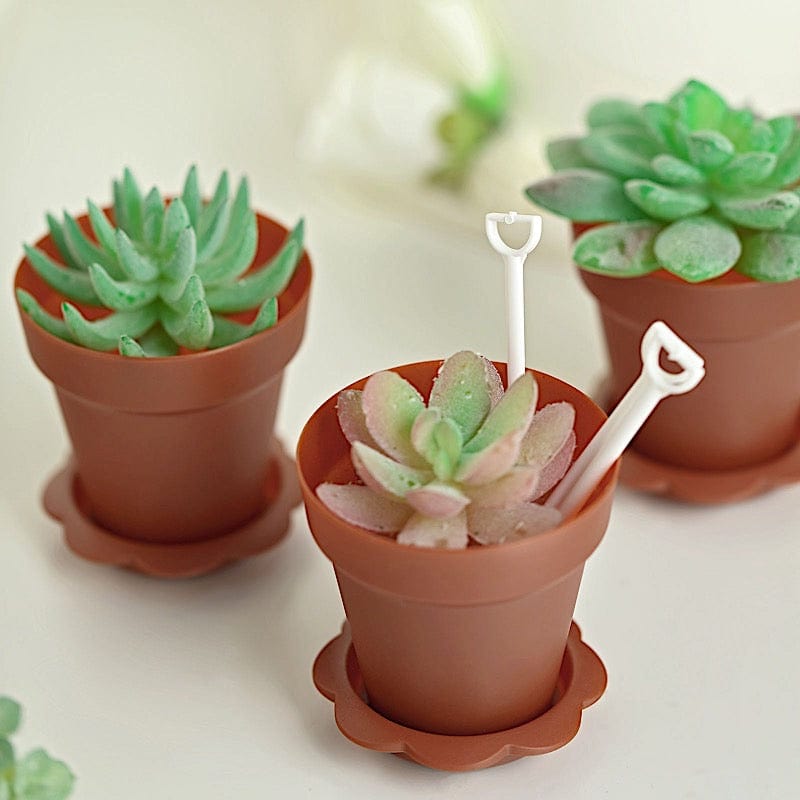 12 Mini Flower Pot Dessert Cups with Lid and Shovel Spoon