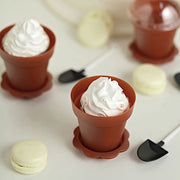 12 Mini Flower Pot Dessert Cups with Lid and Shovel Spoon