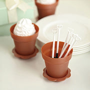 12 Mini Flower Pot Dessert Cups with Lid and Shovel Spoon