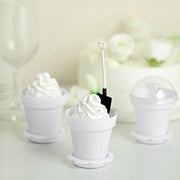 12 Mini Flower Pot Dessert Cups with Lid and Shovel Spoon