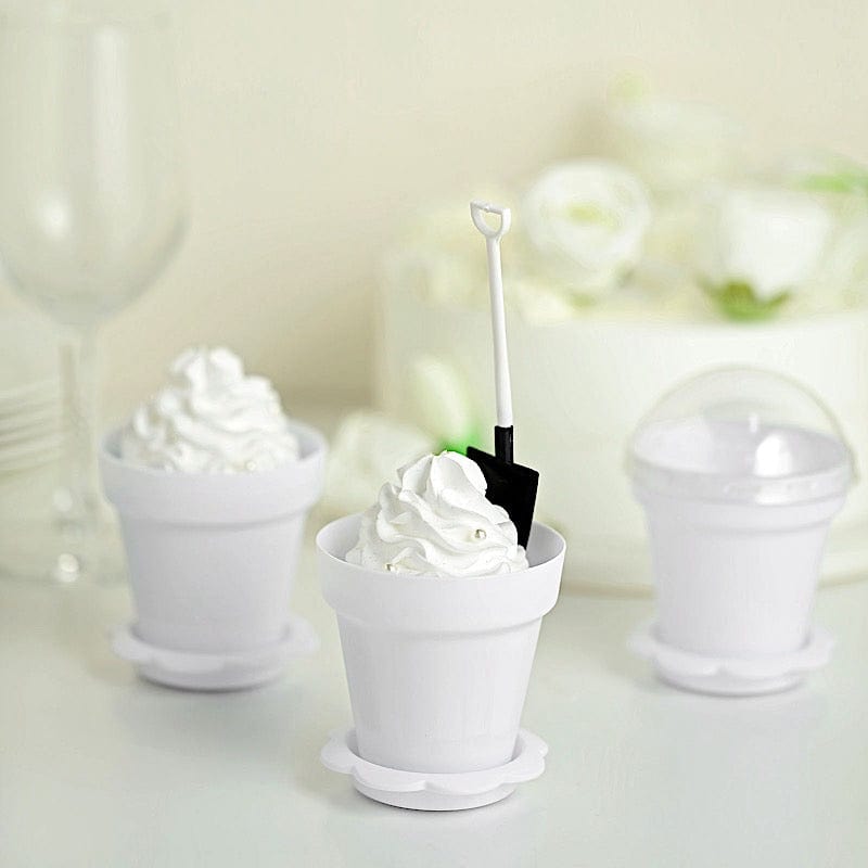 12 Mini Flower Pot Dessert Cups with Lid and Shovel Spoon