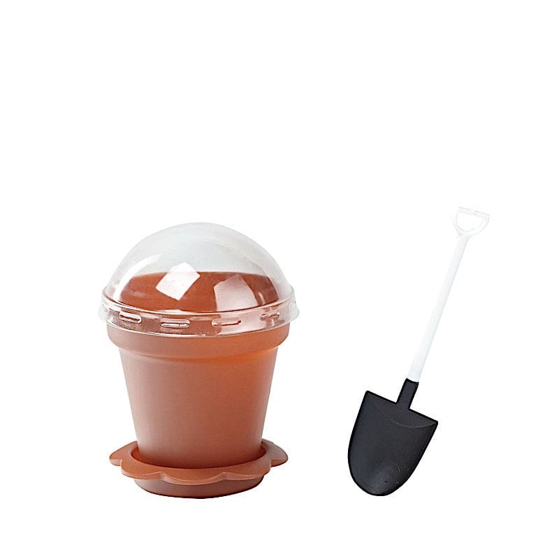 12 Mini Flower Pot Dessert Cups with Lid and Shovel Spoon PLTC_FIL_020_TERC