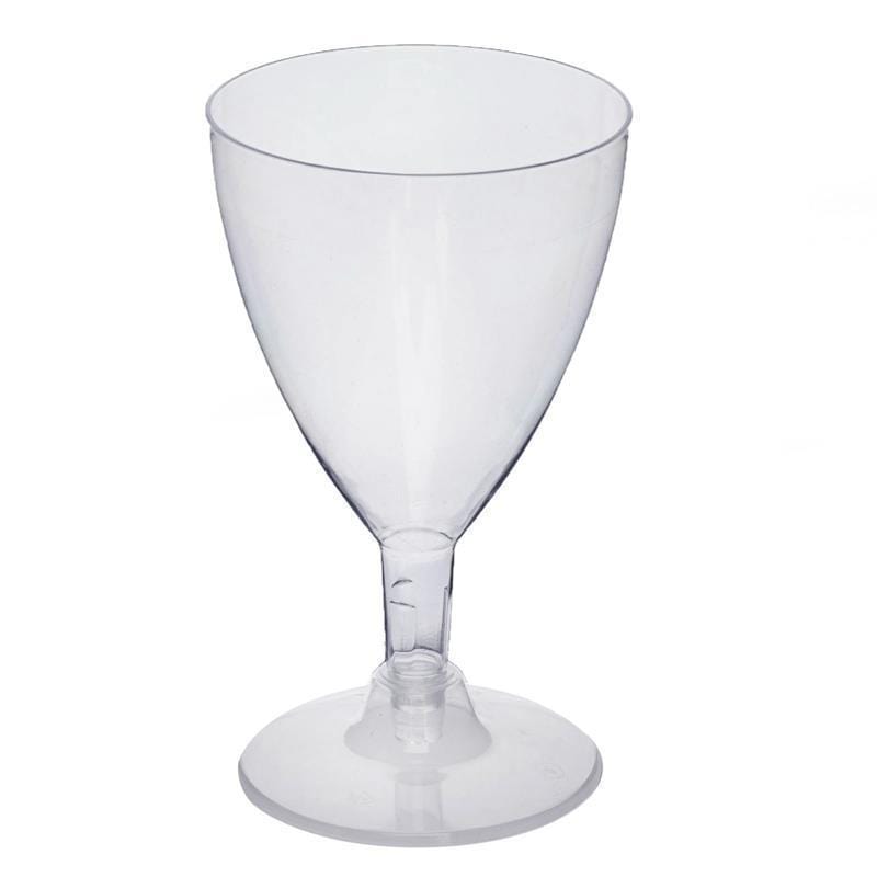 12 pc 6 oz. Clear Classic Hollow Stem Wine Glasses - Disposable Tableware PLST_CU0042_CLR