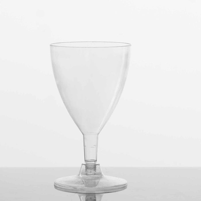 12 pc 6 oz. Clear Classic Hollow Stem Wine Glasses - Disposable Tableware PLST_CU0042_CLR