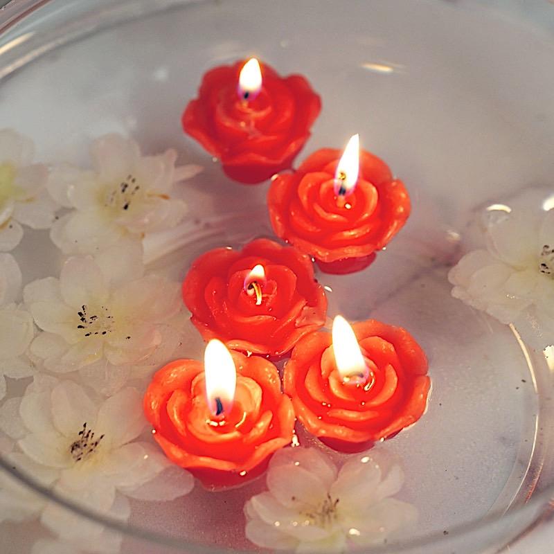 12 pcs 1" wide Mini Rose Flower Floating Candles