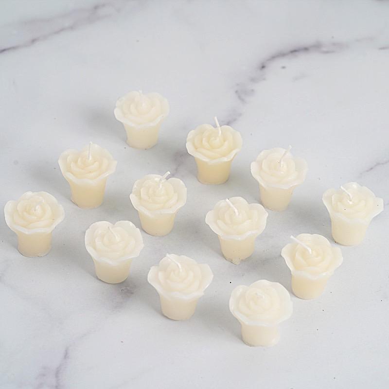 12 pcs 1" wide Mini Rose Flower Floating Candles