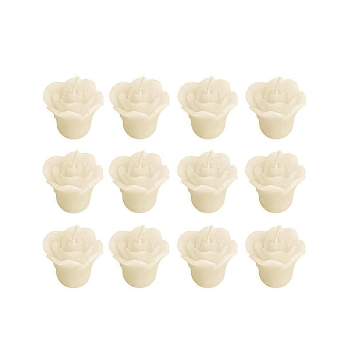 12 pcs 1" wide Mini Rose Flower Floating Candles CAND_SM_IVR