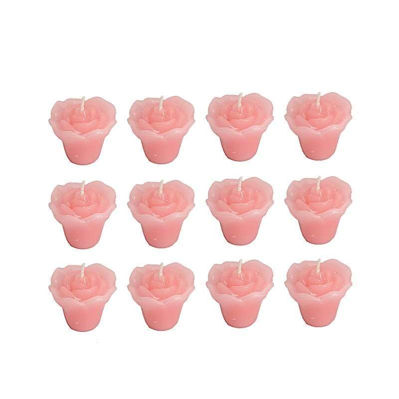 12 pcs 1" wide Mini Rose Flower Floating Candles CAND_SM_PINK