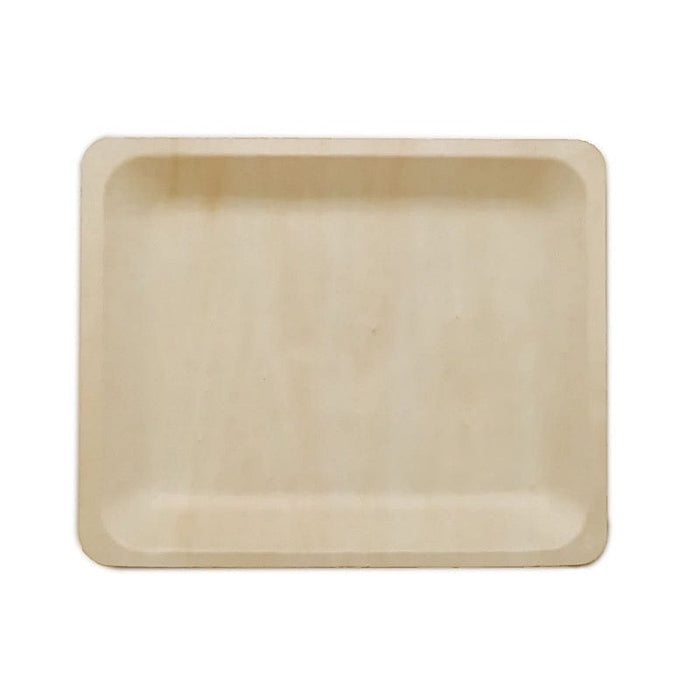 12 pcs 10.5" x 8.5" Natural Birch Wooden Rectangle Plates - Disposable Tableware BIRC_P013