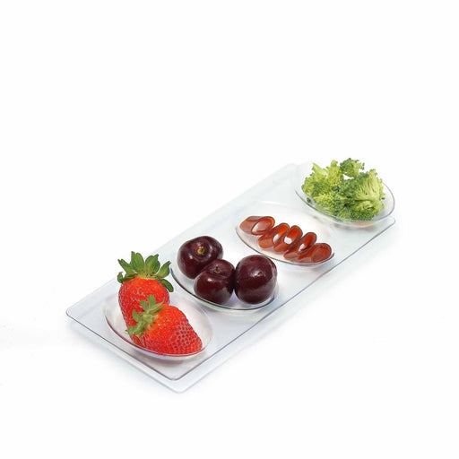 12 pcs 10" Clear Versatile Quadruple Oval Plates - Disposable Tableware PLST_PLA0063_CLR