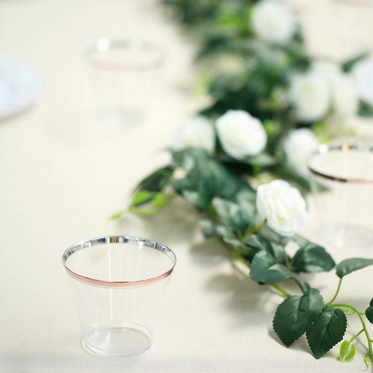 12 pcs 10 oz Clear with Rose Gold Rim Plastic Cups - Disposable Tableware DSP_CUWN002_9_CLRG2