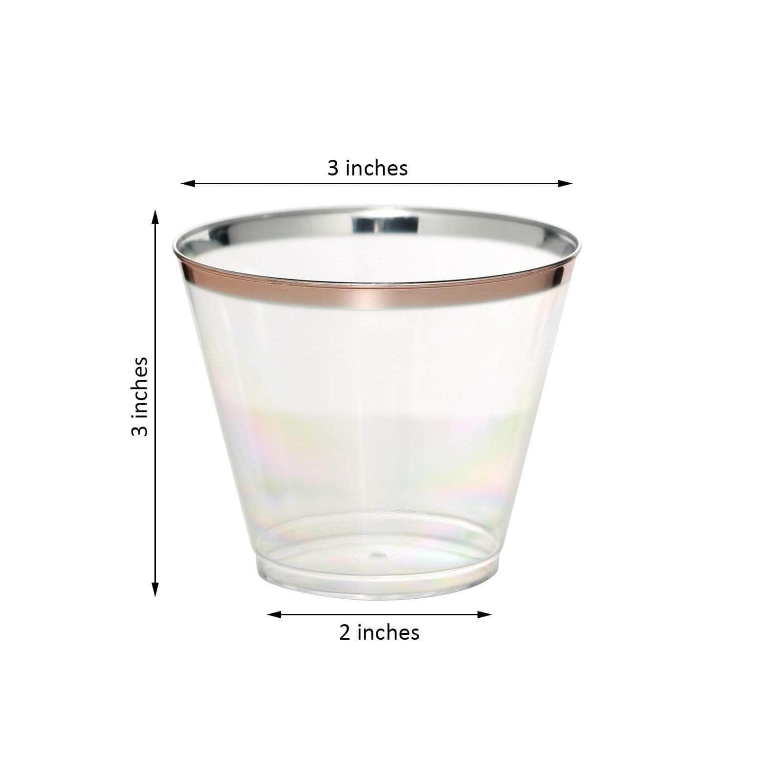 12 pcs 10 oz Clear with Rose Gold Rim Plastic Cups - Disposable Tableware DSP_CUWN002_9_CLRG2