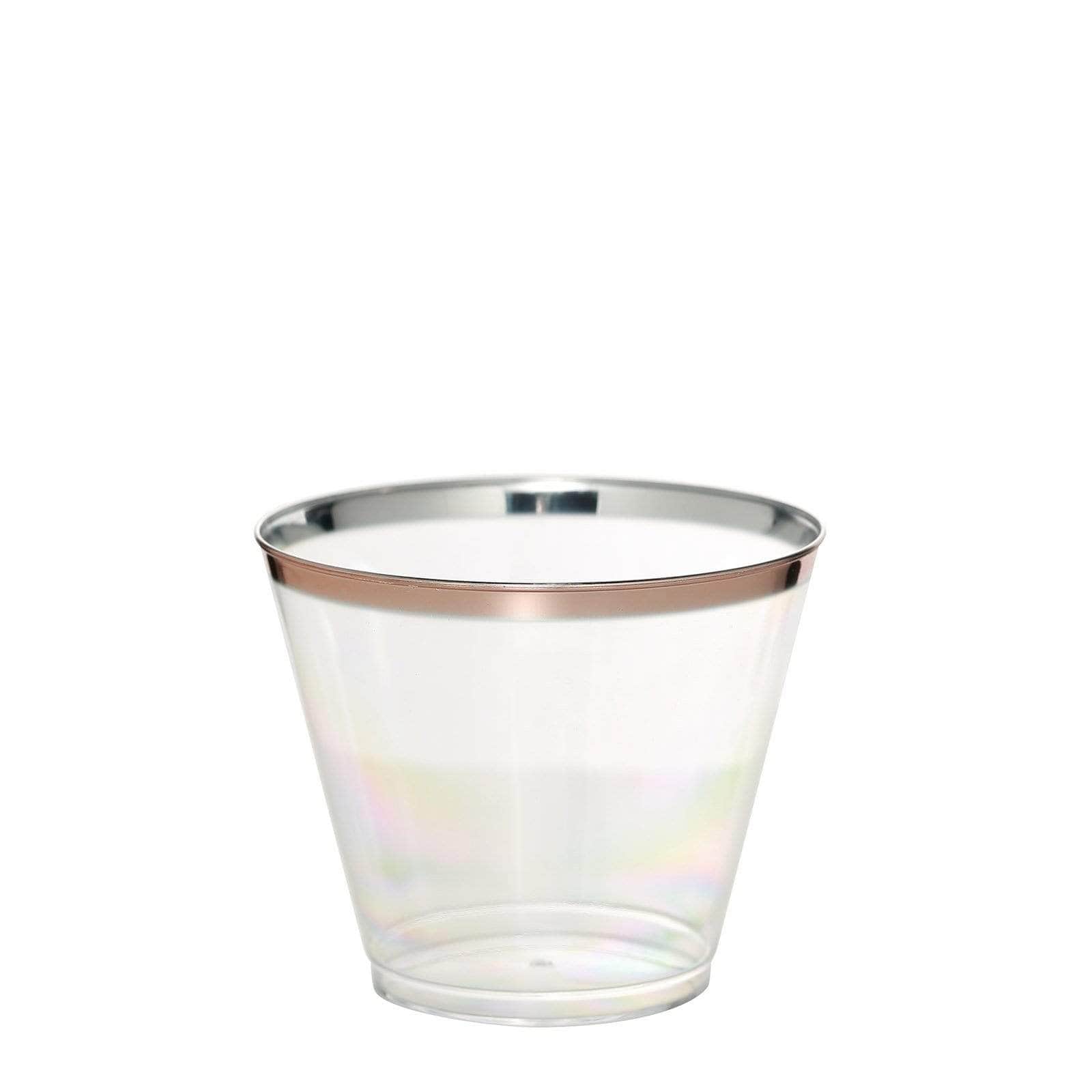 12 pcs 10 oz Clear with Rose Gold Rim Plastic Cups - Disposable Tableware DSP_CUWN002_9_CLRG2