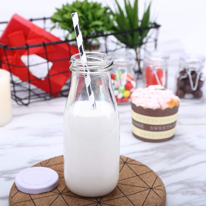 Glass Milk Bottles with Reusable Glass Bottles for Glassware and Drinkware  Parties, Weddings, BBQ, Picnics