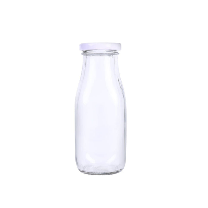 Clear Glass Milk Bottles with Lids - 12 Pc. | Oriental Trading