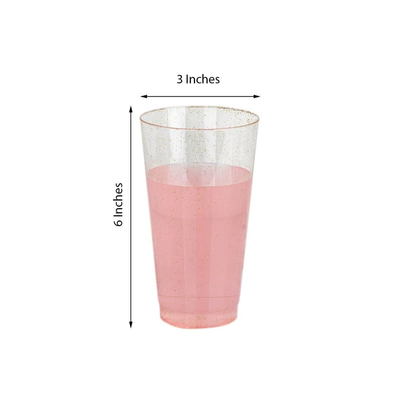 12 pcs 16 oz Glittered Plastic Cocktail Glasses - Disposable Tableware
