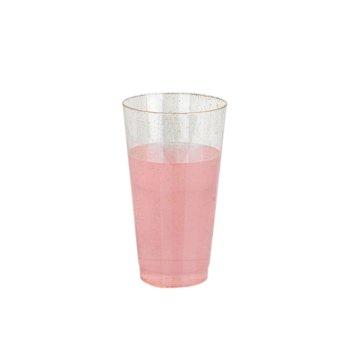 12 pcs 16 oz Glittered Plastic Cocktail Glasses - Disposable Tableware
