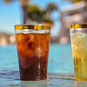 12 pcs 16 oz Glittered Plastic Cocktail Glasses - Disposable Tableware
