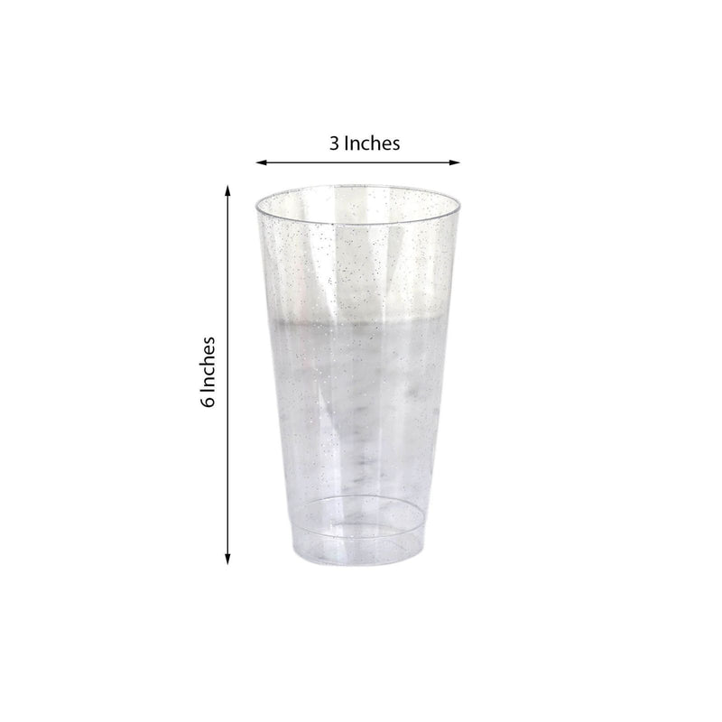 12 pcs 16 oz Glittered Plastic Cocktail Glasses - Disposable Tableware