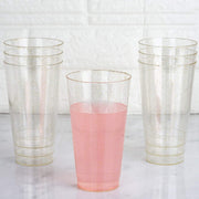 12 pcs 16 oz Glittered Plastic Cocktail Glasses - Disposable Tableware PLST_CU0066_CLRG