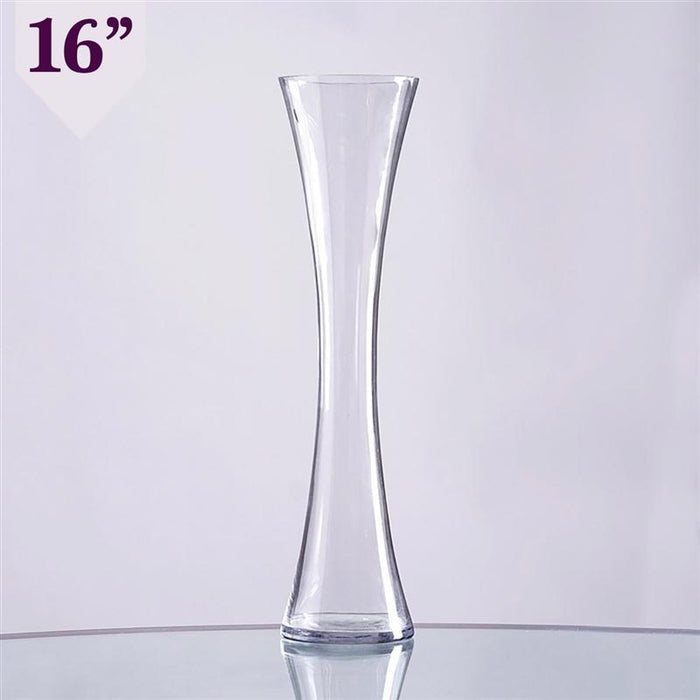 12 pcs 16" tall Hourglass Shaped Glass Wedding Vases - Clear VASE_A9_16