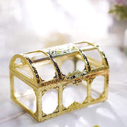 12 pcs 2.5" tall Mini Treasure Chests Favor Boxes - Clear and Gold PLTC_FIL_007_L_GOLD