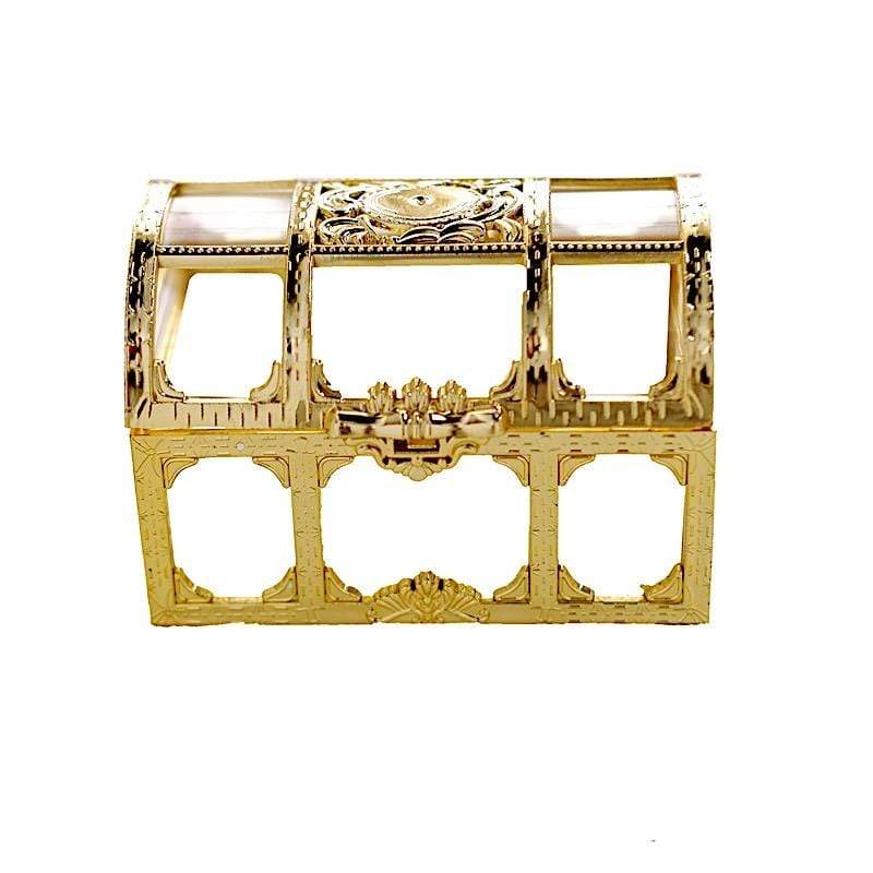 12 pcs 2.5" tall Mini Treasure Chests Favor Boxes - Clear and Gold PLTC_FIL_007_L_GOLD