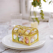 12 pcs 2.5" tall Mini Treasure Chests Favor Boxes - Clear and Gold PLTC_FIL_007_L_GOLD