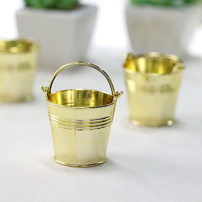 12 pcs 2" Mini Planter Pail Bucket  Favor Holders - Gold PLTC_FIL_026_GOLD