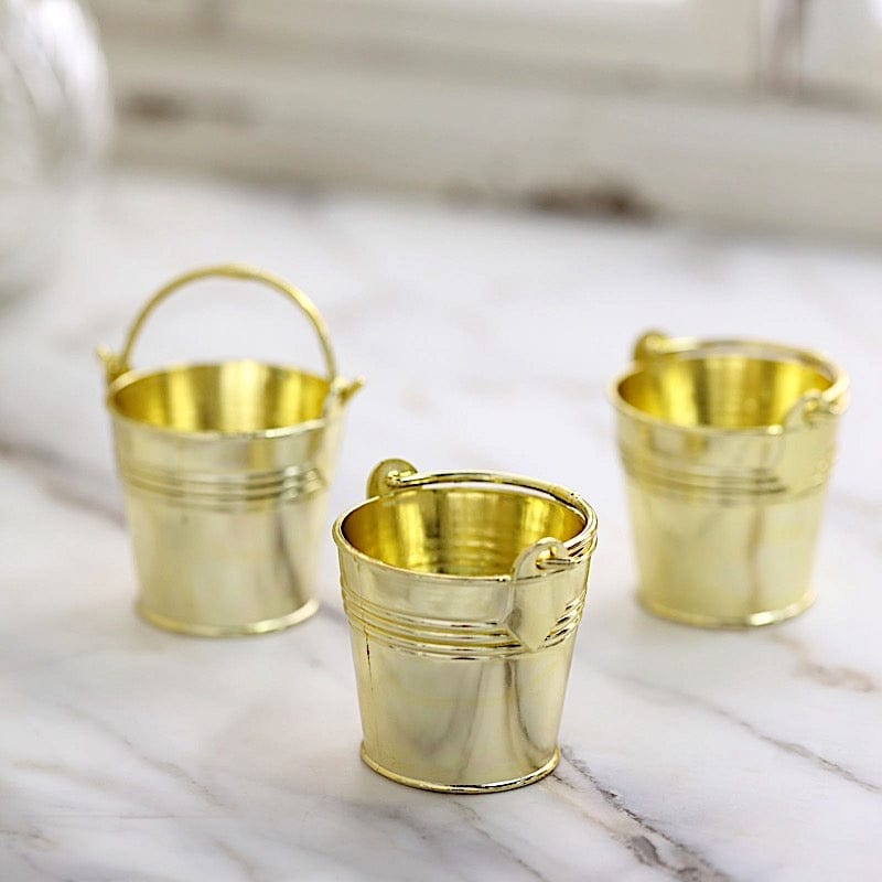 12 pcs 2" Mini Planter Pail Bucket  Favor Holders - Gold PLTC_FIL_026_GOLD