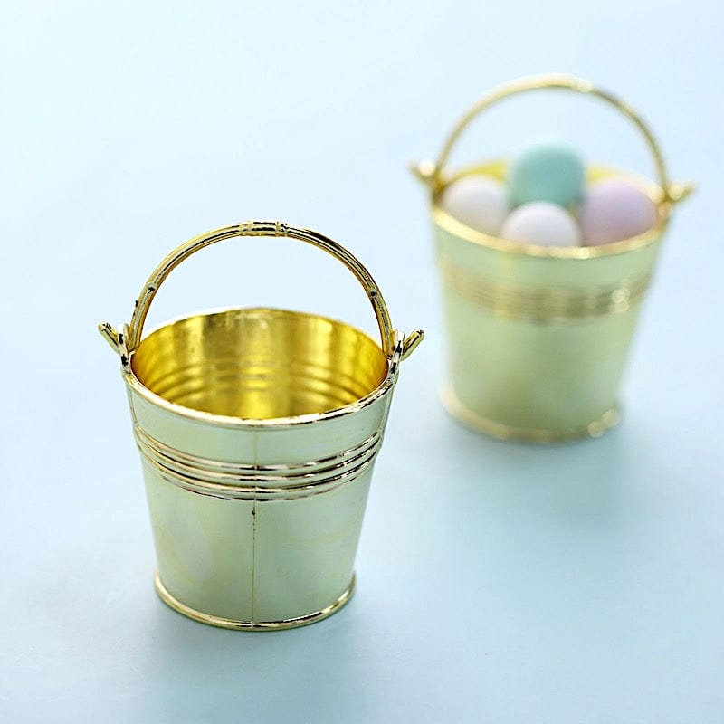 12 pcs 2" Mini Planter Pail Bucket  Favor Holders - Gold PLTC_FIL_026_GOLD