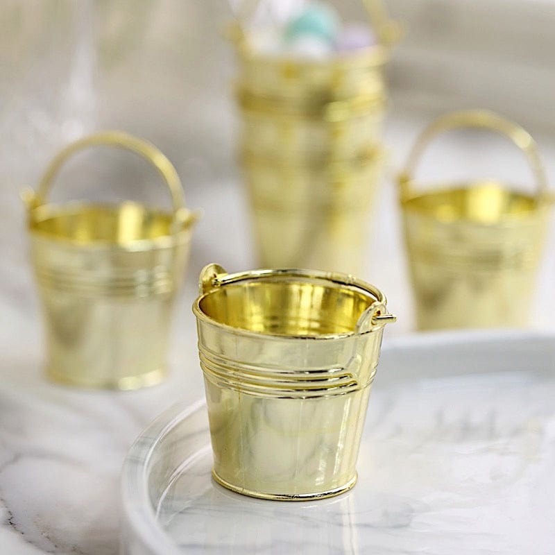 12 pcs 2" Mini Planter Pail Bucket  Favor Holders - Gold PLTC_FIL_026_GOLD