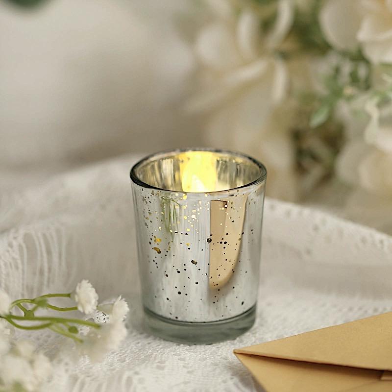 12 pcs 2" Speckled Mercury Glass Votive Candle Holders