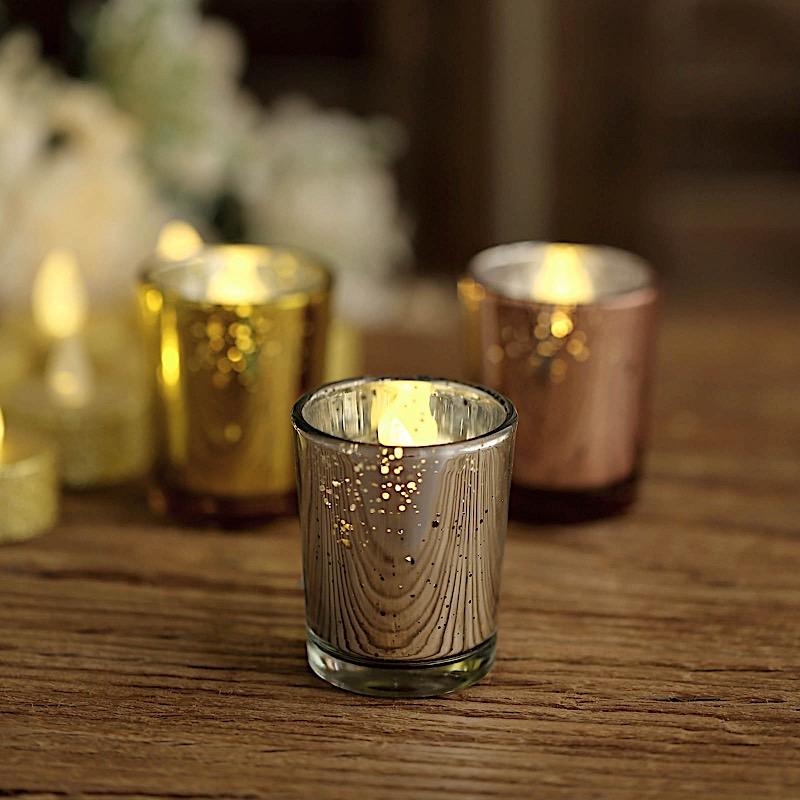 12 pcs 2" Speckled Mercury Glass Votive Candle Holders