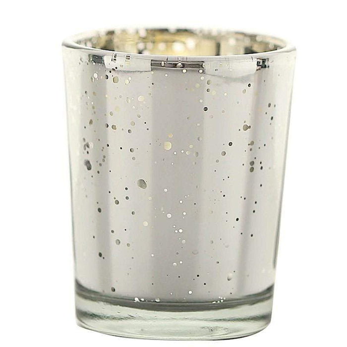 12 pcs 2" Speckled Mercury Glass Votive Candle Holders CAND_HOLD_004R_S_MSILV