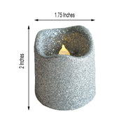 12 pcs 2" tall LED Votive Glittered Candles Lights