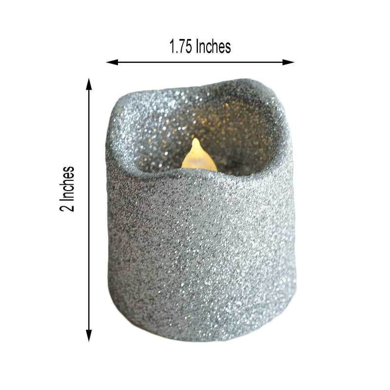 12 pcs 2" tall LED Votive Glittered Candles Lights