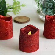 12 pcs 2" tall LED Votive Glittered Candles Lights