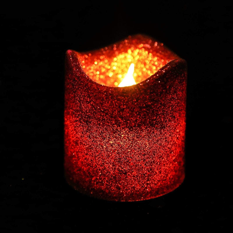 12 pcs 2" tall LED Votive Glittered Candles Lights