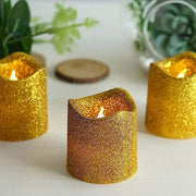 12 pcs 2" tall LED Votive Glittered Candles Lights