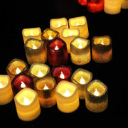 12 pcs 2" tall LED Votive Glittered Candles Lights
